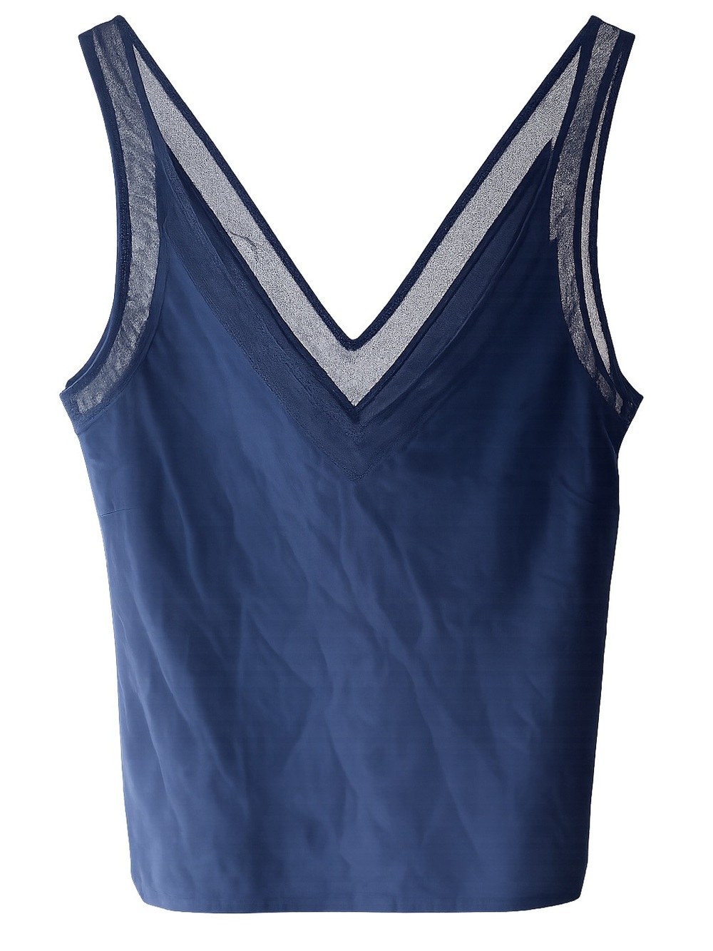 Ted Baker Women’s Navy Mesh Trim Sleeveless Blouse Top- Size Small